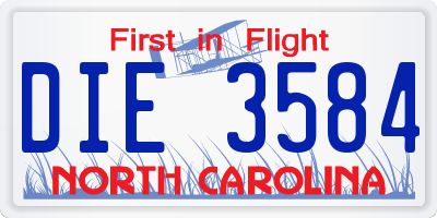 NC license plate DIE3584