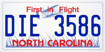 NC license plate DIE3586