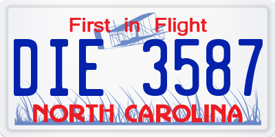 NC license plate DIE3587