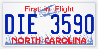 NC license plate DIE3590