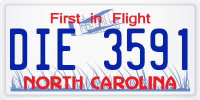 NC license plate DIE3591