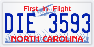 NC license plate DIE3593