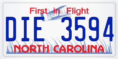 NC license plate DIE3594