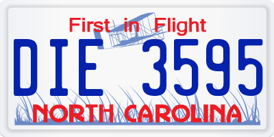 NC license plate DIE3595