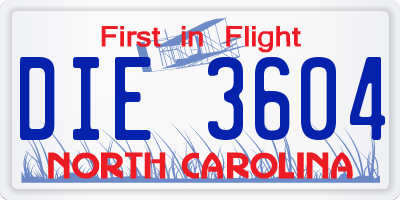 NC license plate DIE3604