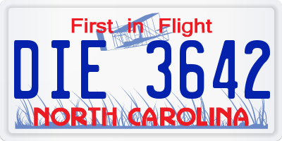 NC license plate DIE3642