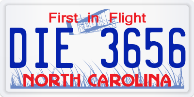 NC license plate DIE3656