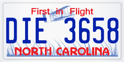 NC license plate DIE3658