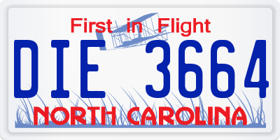 NC license plate DIE3664