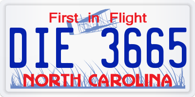 NC license plate DIE3665