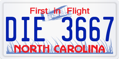 NC license plate DIE3667