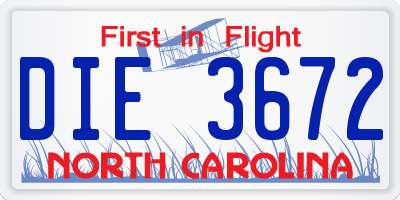 NC license plate DIE3672