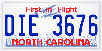 NC license plate DIE3676