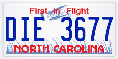 NC license plate DIE3677