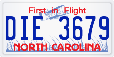 NC license plate DIE3679