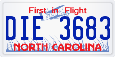NC license plate DIE3683