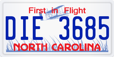 NC license plate DIE3685
