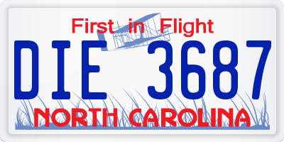 NC license plate DIE3687