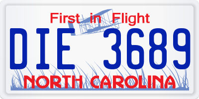 NC license plate DIE3689