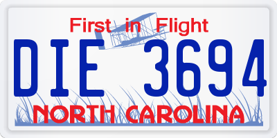 NC license plate DIE3694