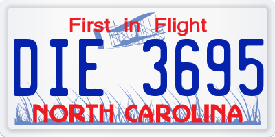 NC license plate DIE3695
