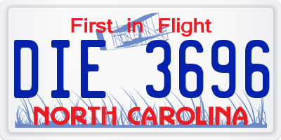 NC license plate DIE3696
