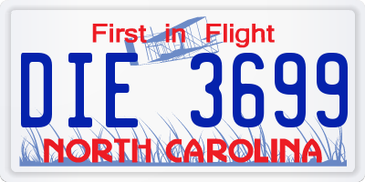 NC license plate DIE3699
