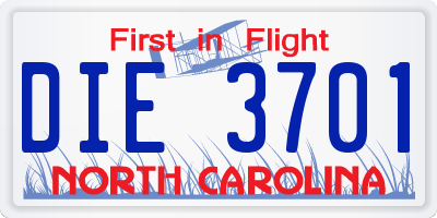 NC license plate DIE3701