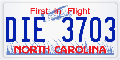 NC license plate DIE3703