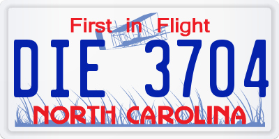 NC license plate DIE3704