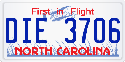 NC license plate DIE3706