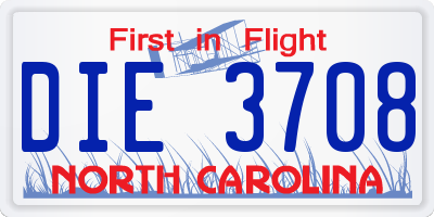 NC license plate DIE3708