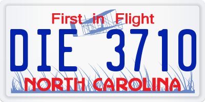 NC license plate DIE3710