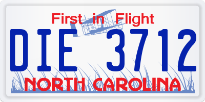 NC license plate DIE3712