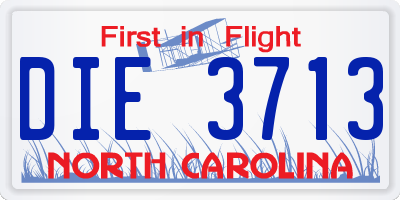 NC license plate DIE3713