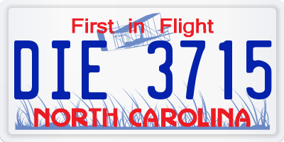 NC license plate DIE3715