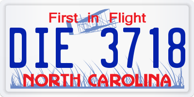 NC license plate DIE3718