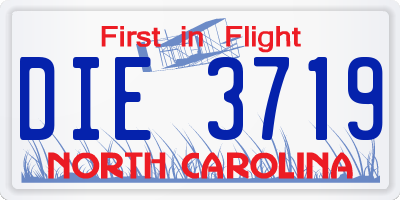 NC license plate DIE3719