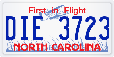 NC license plate DIE3723