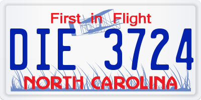 NC license plate DIE3724
