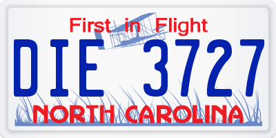 NC license plate DIE3727