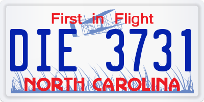 NC license plate DIE3731