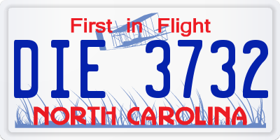 NC license plate DIE3732