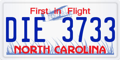 NC license plate DIE3733