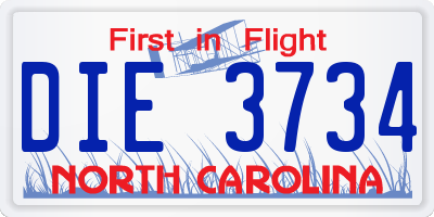 NC license plate DIE3734