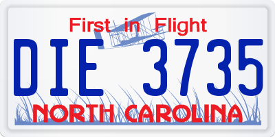 NC license plate DIE3735