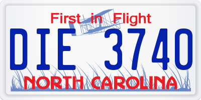 NC license plate DIE3740