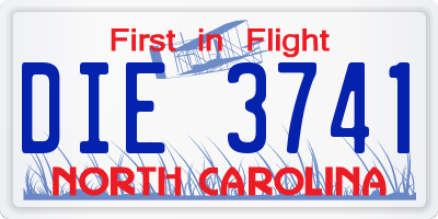 NC license plate DIE3741