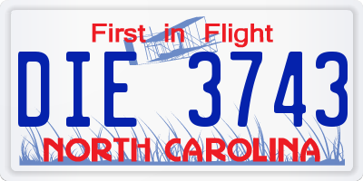 NC license plate DIE3743