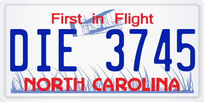 NC license plate DIE3745